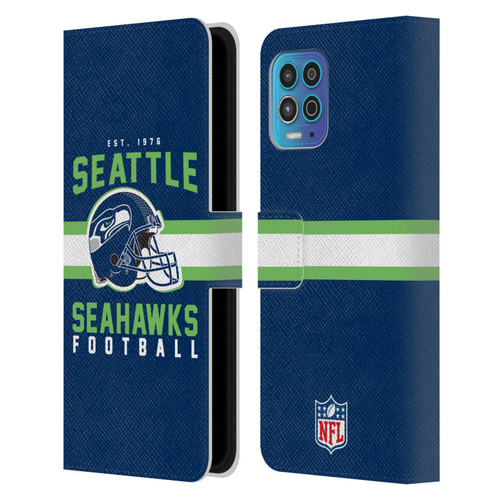 NFL Seattle Seahawks Graphics Helmet Typography Leather Book Wallet Case Cover For Motorola Moto G100