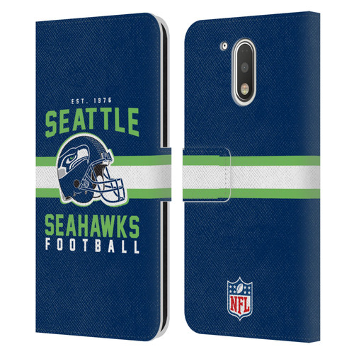 NFL Seattle Seahawks Graphics Helmet Typography Leather Book Wallet Case Cover For Motorola Moto G41