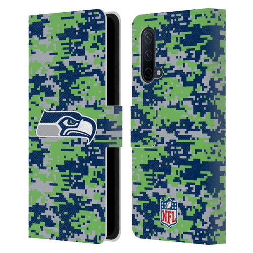 NFL Seattle Seahawks Graphics Digital Camouflage Leather Book Wallet Case Cover For OnePlus Nord CE 5G