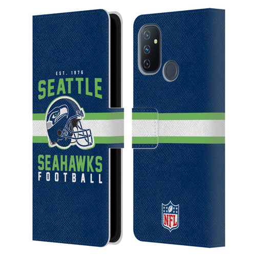NFL Seattle Seahawks Graphics Helmet Typography Leather Book Wallet Case Cover For OnePlus Nord N100