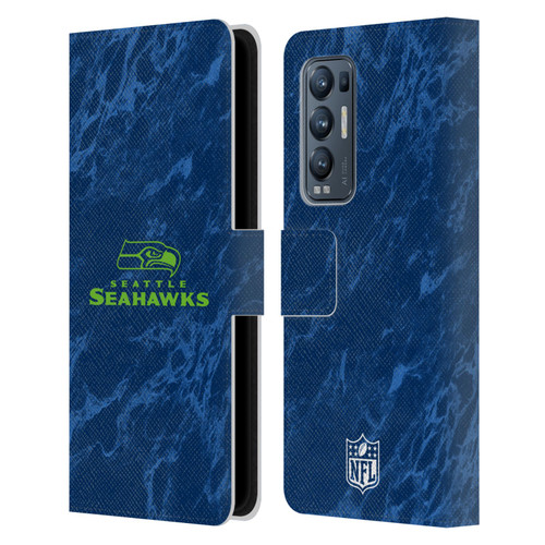 NFL Seattle Seahawks Graphics Coloured Marble Leather Book Wallet Case Cover For OPPO Find X3 Neo / Reno5 Pro+ 5G