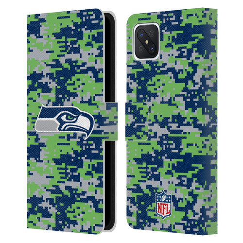 NFL Seattle Seahawks Graphics Digital Camouflage Leather Book Wallet Case Cover For OPPO Reno4 Z 5G