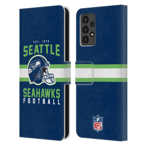 NFL Seattle Seahawks Graphics Helmet Typography Leather Book Wallet Case Cover For Samsung Galaxy A13 (2022)