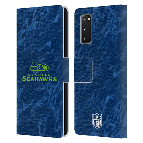 NFL Seattle Seahawks Graphics Coloured Marble Leather Book Wallet Case Cover For Samsung Galaxy S20 / S20 5G