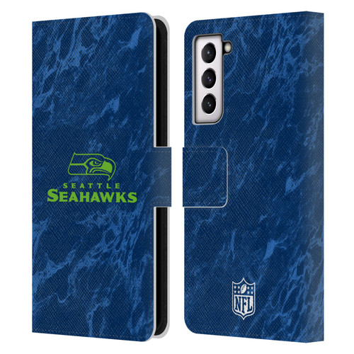 NFL Seattle Seahawks Graphics Coloured Marble Leather Book Wallet Case Cover For Samsung Galaxy S21 5G