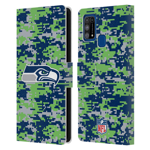 NFL Seattle Seahawks Graphics Digital Camouflage Leather Book Wallet Case Cover For Samsung Galaxy M31 (2020)
