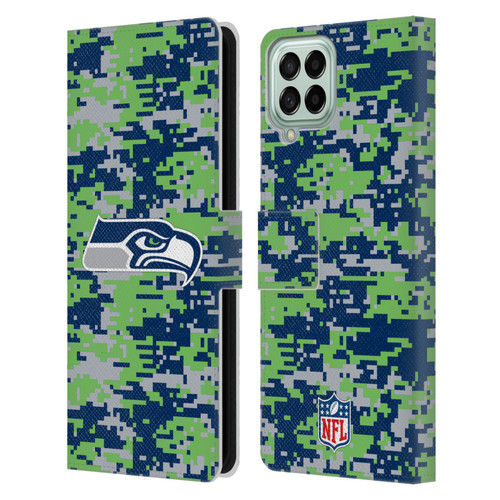 NFL Seattle Seahawks Graphics Digital Camouflage Leather Book Wallet Case Cover For Samsung Galaxy M53 (2022)