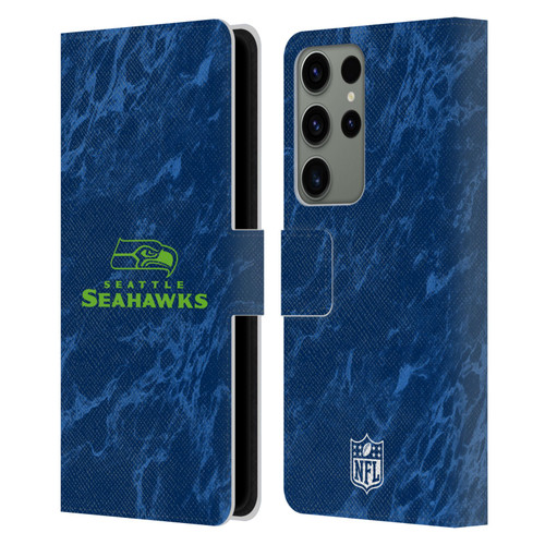 NFL Seattle Seahawks Graphics Coloured Marble Leather Book Wallet Case Cover For Samsung Galaxy S23 Ultra 5G