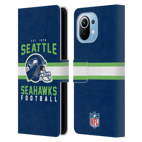 NFL Seattle Seahawks Graphics Helmet Typography Leather Book Wallet Case Cover For Xiaomi Mi 11