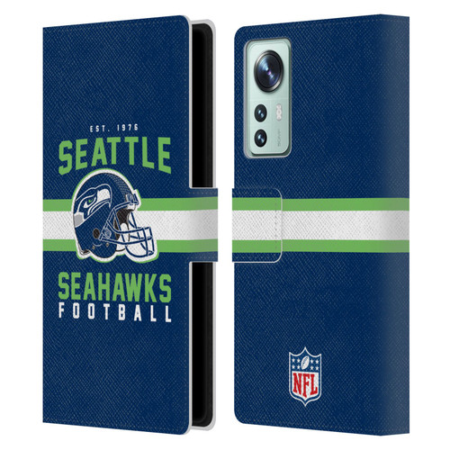NFL Seattle Seahawks Graphics Helmet Typography Leather Book Wallet Case Cover For Xiaomi 12
