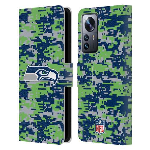 NFL Seattle Seahawks Graphics Digital Camouflage Leather Book Wallet Case Cover For Xiaomi 12 Pro