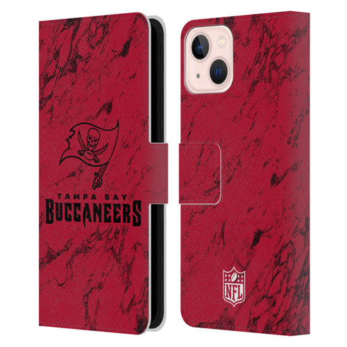 NFL Tampa Bay Buccaneers Graphics Coloured Marble Leather Book Wallet Case Cover For Apple iPhone 13