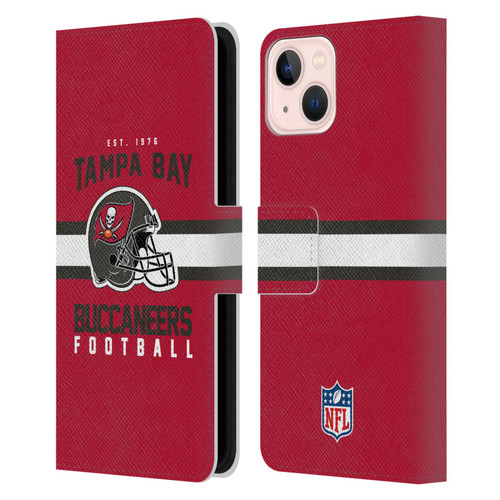 NFL Tampa Bay Buccaneers Graphics Helmet Typography Leather Book Wallet Case Cover For Apple iPhone 13