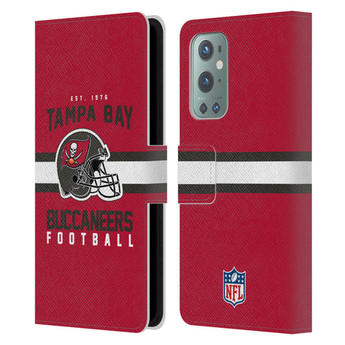 NFL Tampa Bay Buccaneers Graphics Helmet Typography Leather Book Wallet Case Cover For OnePlus 9