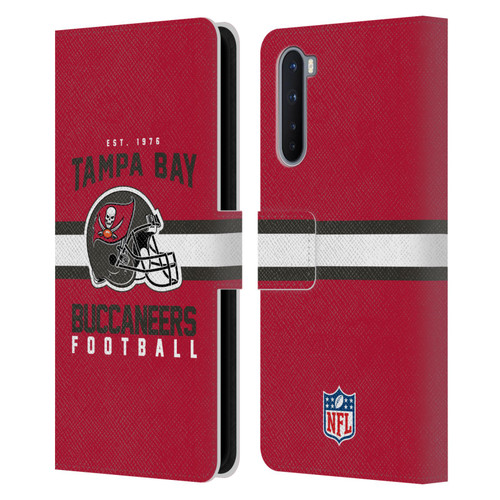 NFL Tampa Bay Buccaneers Graphics Helmet Typography Leather Book Wallet Case Cover For OnePlus Nord 5G