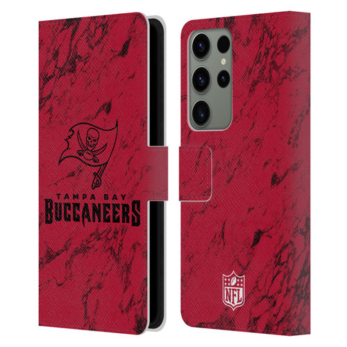 NFL Tampa Bay Buccaneers Graphics Coloured Marble Leather Book Wallet Case Cover For Samsung Galaxy S23 Ultra 5G