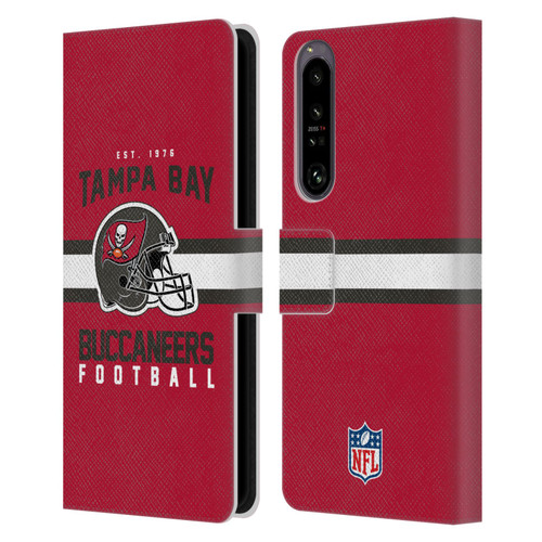 NFL Tampa Bay Buccaneers Graphics Helmet Typography Leather Book Wallet Case Cover For Sony Xperia 1 IV
