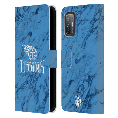 NFL Tennessee Titans Graphics Coloured Marble Leather Book Wallet Case Cover For HTC Desire 21 Pro 5G