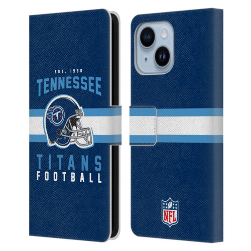 NFL Tennessee Titans Graphics Helmet Typography Leather Book Wallet Case Cover For Apple iPhone 14 Plus