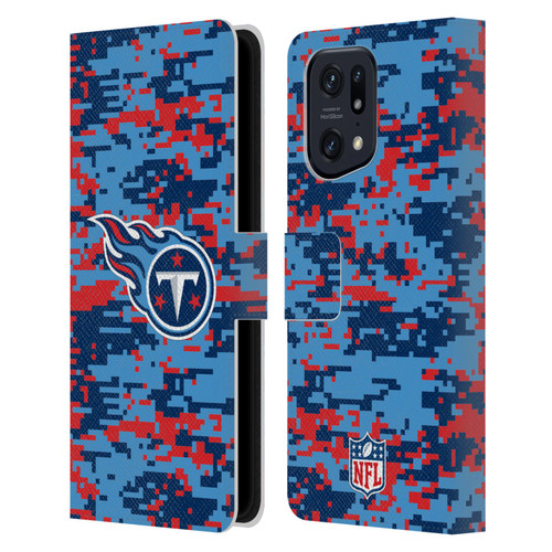 NFL Tennessee Titans Graphics Digital Camouflage Leather Book Wallet Case Cover For OPPO Find X5 Pro