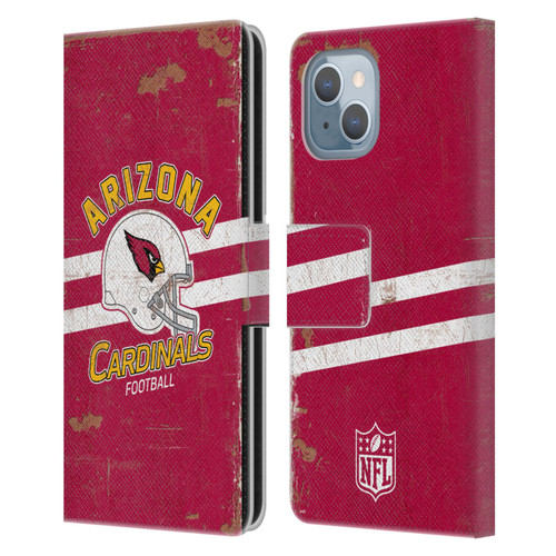 NFL Arizona Cardinals Logo Art Helmet Distressed Leather Book Wallet Case Cover For Apple iPhone 14