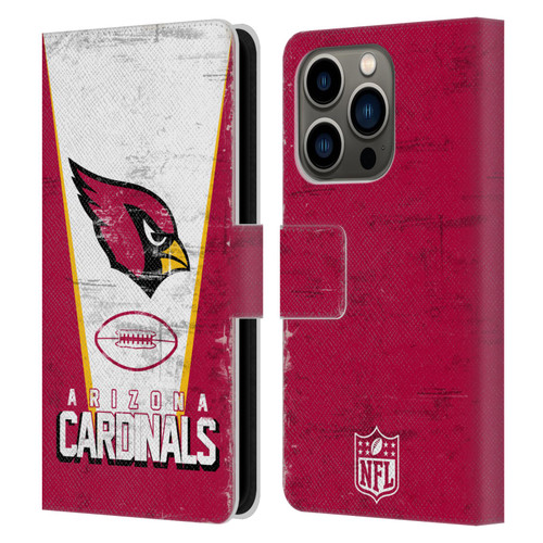 NFL Arizona Cardinals Logo Art Banner Leather Book Wallet Case Cover For Apple iPhone 14 Pro