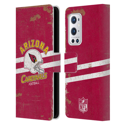 NFL Arizona Cardinals Logo Art Helmet Distressed Leather Book Wallet Case Cover For OnePlus 9 Pro