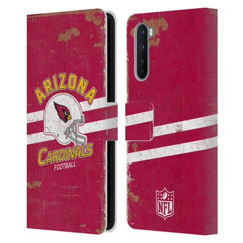 NFL Arizona Cardinals Logo Art Helmet Distressed Leather Book Wallet Case Cover For OnePlus Nord 5G