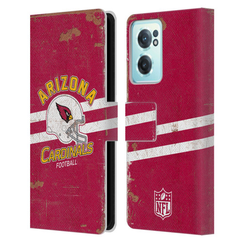 NFL Arizona Cardinals Logo Art Helmet Distressed Leather Book Wallet Case Cover For OnePlus Nord CE 2 5G