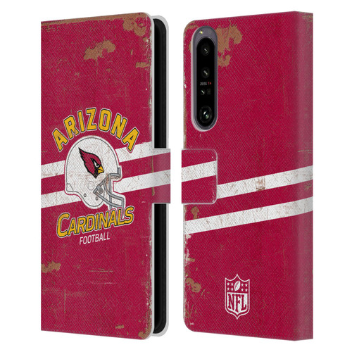 NFL Arizona Cardinals Logo Art Helmet Distressed Leather Book Wallet Case Cover For Sony Xperia 1 IV