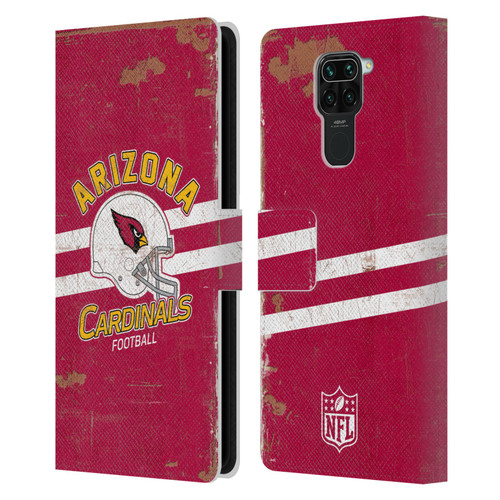 NFL Arizona Cardinals Logo Art Helmet Distressed Leather Book Wallet Case Cover For Xiaomi Redmi Note 9 / Redmi 10X 4G