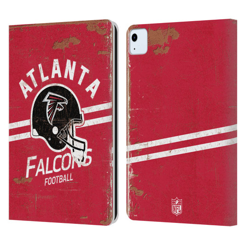 NFL Atlanta Falcons Logo Art Helmet Distressed Leather Book Wallet Case Cover For Apple iPad Air 2020 / 2022