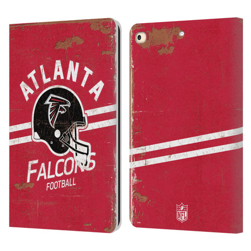 NFL Atlanta Falcons Logo Art Helmet Distressed Leather Book Wallet Case Cover For Apple iPad 9.7 2017 / iPad 9.7 2018