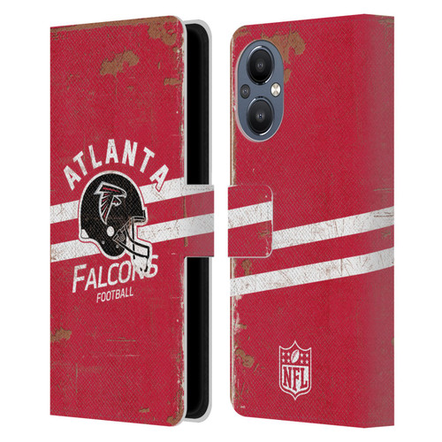 NFL Atlanta Falcons Logo Art Helmet Distressed Leather Book Wallet Case Cover For OnePlus Nord N20 5G