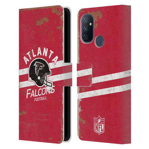 NFL Atlanta Falcons Logo Art Helmet Distressed Leather Book Wallet Case Cover For OnePlus Nord N100