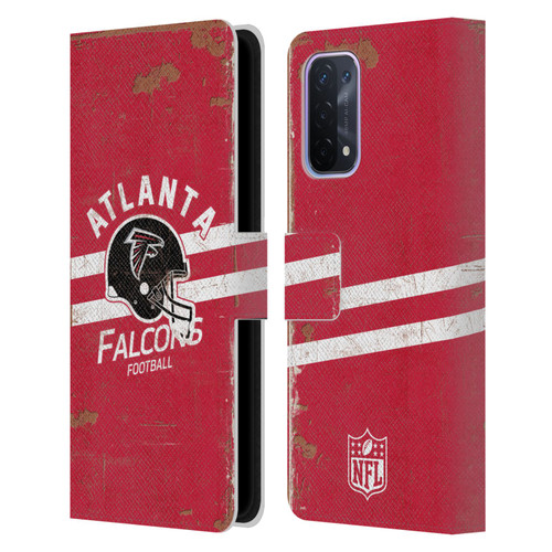 NFL Atlanta Falcons Logo Art Helmet Distressed Leather Book Wallet Case Cover For OPPO A54 5G