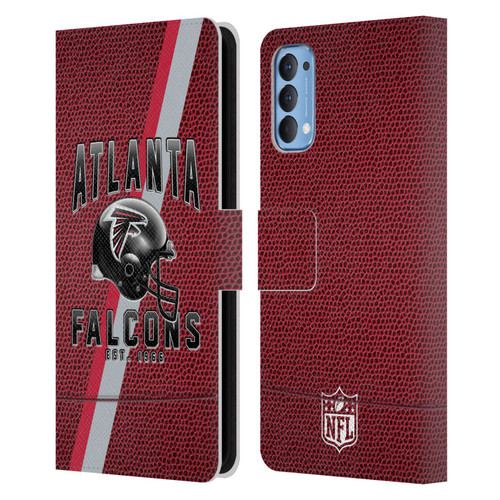 NFL Atlanta Falcons Logo Art Football Stripes Leather Book Wallet Case Cover For OPPO Reno 4 5G