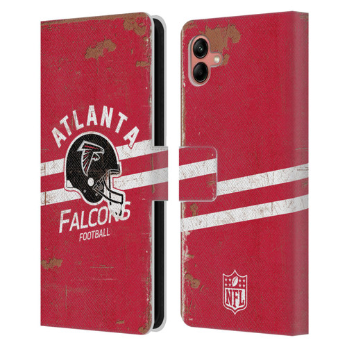 NFL Atlanta Falcons Logo Art Helmet Distressed Leather Book Wallet Case Cover For Samsung Galaxy A04 (2022)