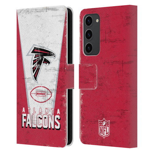 NFL Atlanta Falcons Logo Art Banner Leather Book Wallet Case Cover For Samsung Galaxy S23+ 5G
