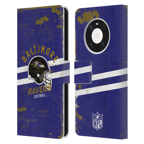 NFL Baltimore Ravens Logo Art Helmet Distressed Leather Book Wallet Case Cover For Huawei Mate 40 Pro 5G