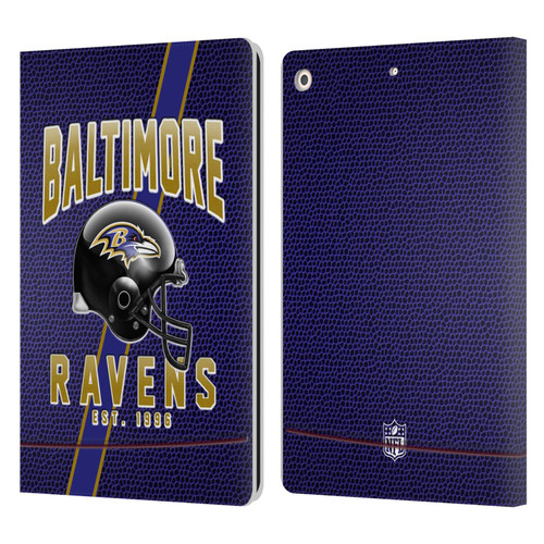 NFL Baltimore Ravens Logo Art Football Stripes Leather Book Wallet Case Cover For Apple iPad 10.2 2019/2020/2021