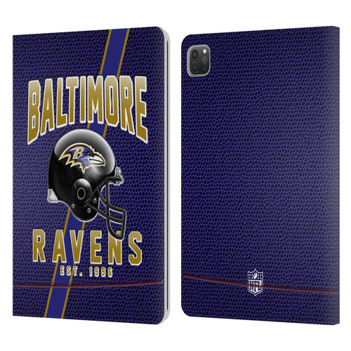 NFL Baltimore Ravens Logo Art Football Stripes Leather Book Wallet Case Cover For Apple iPad Pro 11 2020 / 2021 / 2022
