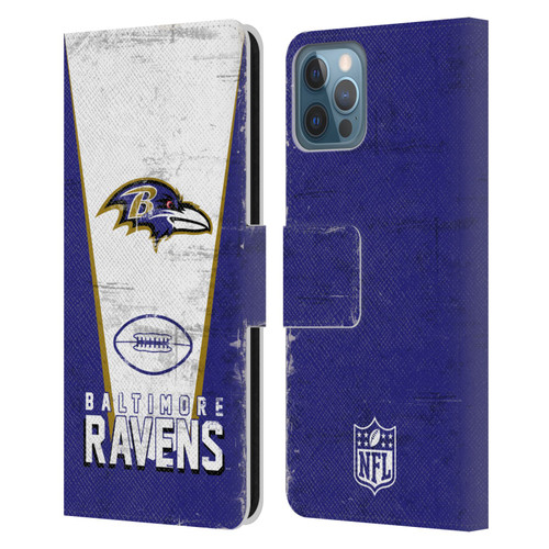 NFL Baltimore Ravens Logo Art Banner Leather Book Wallet Case Cover For Apple iPhone 12 / iPhone 12 Pro