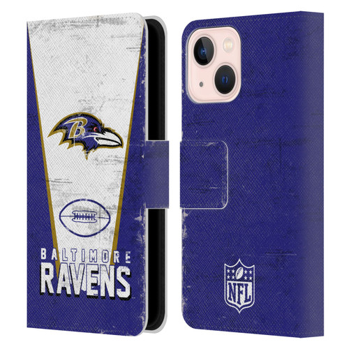 NFL Baltimore Ravens Logo Art Banner Leather Book Wallet Case Cover For Apple iPhone 13 Mini