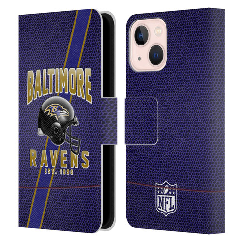 NFL Baltimore Ravens Logo Art Football Stripes Leather Book Wallet Case Cover For Apple iPhone 13 Mini