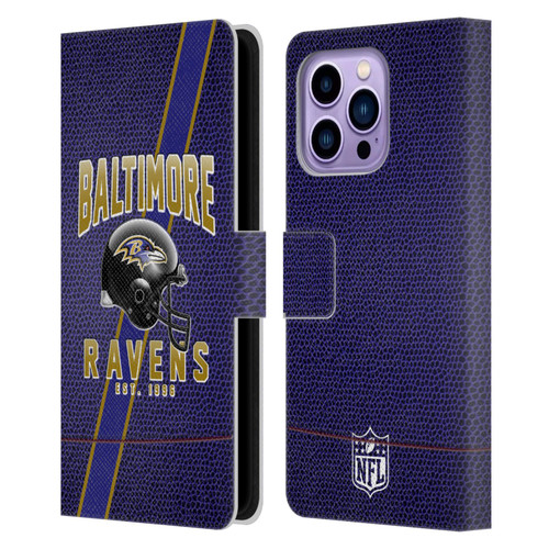 NFL Baltimore Ravens Logo Art Football Stripes Leather Book Wallet Case Cover For Apple iPhone 14 Pro Max