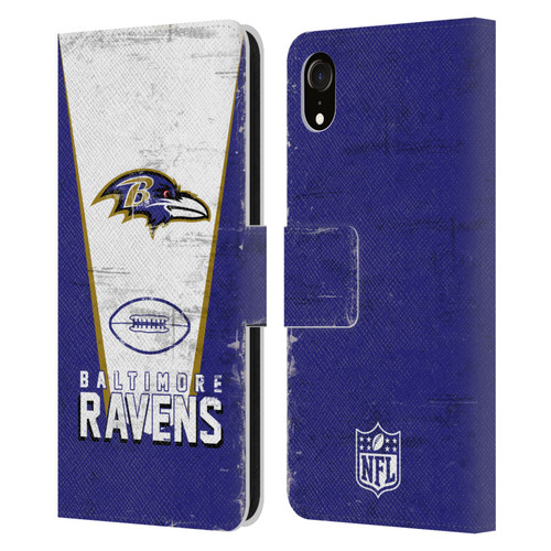 NFL Baltimore Ravens Logo Art Banner Leather Book Wallet Case Cover For Apple iPhone XR