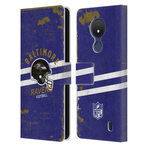 NFL Baltimore Ravens Logo Art Helmet Distressed Leather Book Wallet Case Cover For Nokia C21