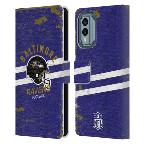 NFL Baltimore Ravens Logo Art Helmet Distressed Leather Book Wallet Case Cover For Nokia X30