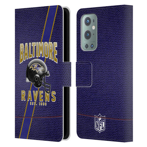 NFL Baltimore Ravens Logo Art Football Stripes Leather Book Wallet Case Cover For OnePlus 9